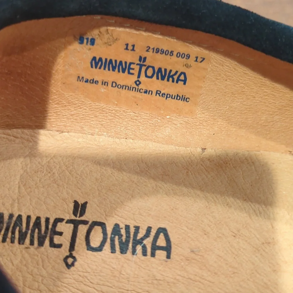 Minnetonka Black Suede Moccasin Loafers